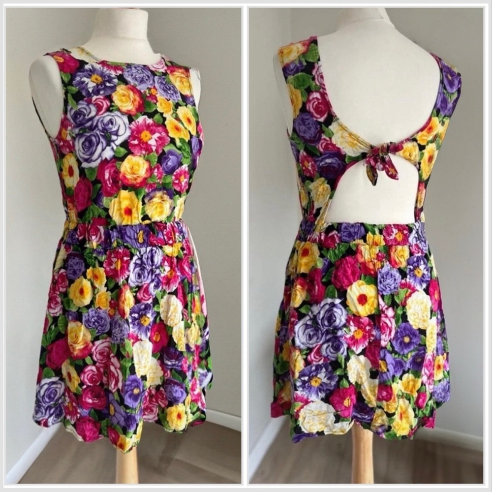 American Apparel Sleeveless Mini Dress with Open Back in Black Rosette